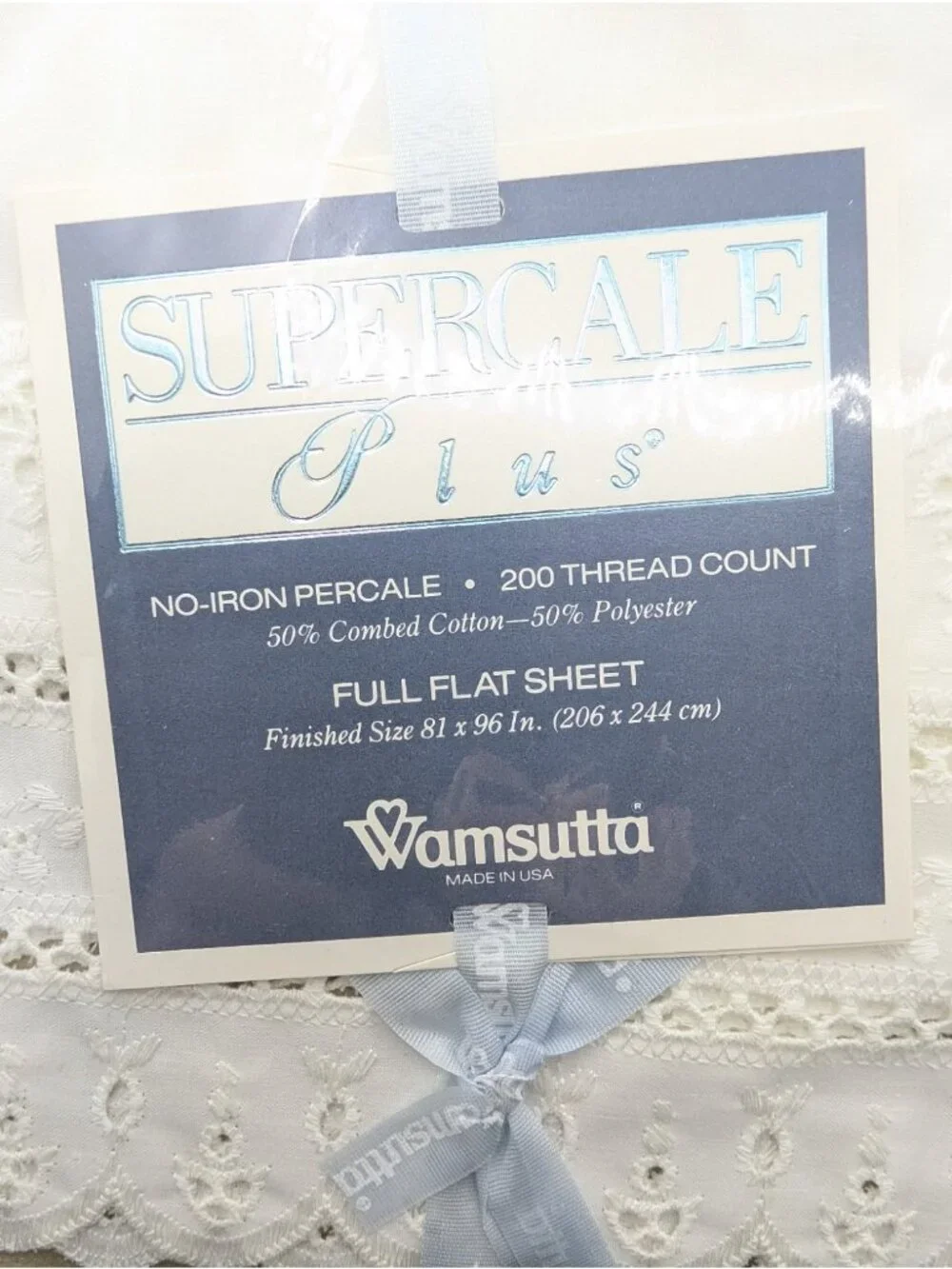 Vintage Wamsutta Supercale Plus 200 Thread Count Percale Full Flat Sheet WHITE